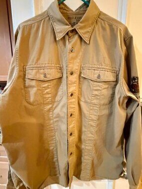 Polo by Ralph Lauren Vintage Military Shirt Khaki Large EUC Rare Travel